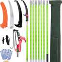 Pole Saws for Tree Trimming, 7.3-27 ft Manual Pole Saw Extendable Tree Trimmer, Long Branch Trimmer Tree Pole Pruner Saw Blades and Scissors Set for Pruning Palms and Shrubs (Orange)