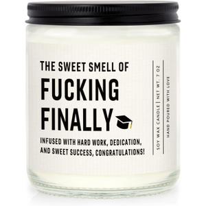 Shqiueos Funny Graduation Gifts for Her Him, Graduation Candle for Women Men Lavender Scented 7oz, 2025 Graduations Gifts for Masters Degree, College, High School, PhD Grad Gift for Nurse Law School (White)