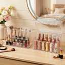 Foraineam 3 Pack Lipstick Holder Organizer with Lid, 18 Spaces Clear Acrylic Lipstick Display Stand Container, Dust-proof Beauty Makeup Storage Case for Cosmetic Dresser Vanity Cabinet Display