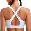 RUNNING GIRL High Impact Sports Bras for Women, High Support Running Strappy Women's Sports Bra with Sewn in Pads (White, M)