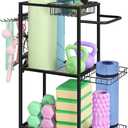 LIANTRAL Home Gym Storage Rack Weight Rack, Gym Equipment Storage Rack for Yoga Mat Yoga Ball Dumbbells Kettlebells Foam Roller Yoga Strap and Rope Skipping Workout Equipment Organizer (Black)