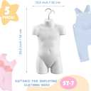 Tioncy 5 Sets of White Toddler Child Mannequin Torso Hollow Back Body Stackable Dress Form with Hanging Hook 20.5 x 12.6 Inch PP Material for T-Shirt Display, Countertop, Craft Exhibitions, Size 5t-7