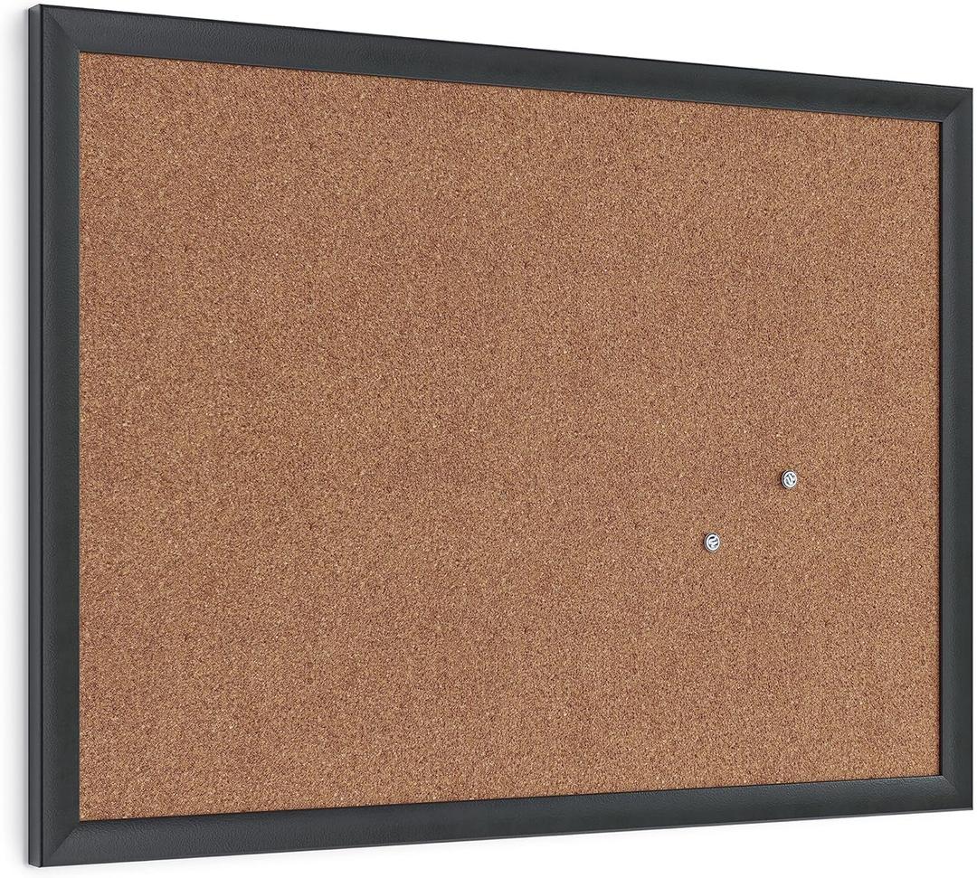 U Brands Cork Bulletin Board, 17" x 23", Black Wood Frame