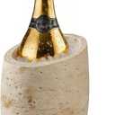 Natural Travertine Textures Wine Chiller Bucket – 750ml Resin Cooler for Wine & Champagne Bottles, Party Bar Cart Decor – Keeps Drinks Cold, Unique Gift for Wine Lovers, Housewarming (Beige)