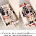 Oubonun Expandable Drawer Organizer 11.1 to 19.2 Width, Shallow Cosmetic Organizer 1.3 Height, 2 Packs, Clear Plastic Storage Trays for Dressing Table,Bathroom