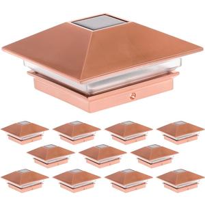 GreenLighting 12 Pack Gala Solar LED Post Lights Post Cap Slim Light for 4x4 Nominal Wood Posts and 4 x 4 PVC or Vinyl Posts (Copper)