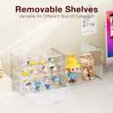 Lamu 4 Layer Clear Acrylic Display Case for Collectibles, Action Figurine Cabinet Box with 3 Movable Plate, Stackable Hobby Display Showcase Shelf with Magnetic Door, 2 Pack