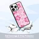 FANXI Pink Hibiscus Phone Case Compatible with iPhone 13 Pro 6.1 Inch - Shockproof Protective TPU Cute Flower Printed Phone Case Designed for iPhone 13 Pro Case for Men Girls Women