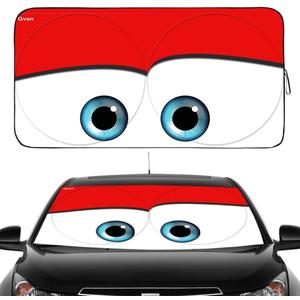 GVEN Windshield Sun Shades Car Sun Shade Protector Blocks UV Rays for Full-Size Sedan & SUV, Mid-Size SUV, Sports Cars, Wagon and Mid-Size Pickup Truck Car Accessories (Red, L)