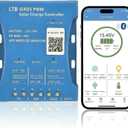 10A Bluetooth Solar Charger Controller 12V/24V Intelligent Regulator Solar Panel Battery Charging Statistics Pwm with USB Port 12V24V Lead-Acid/Lithium Battery