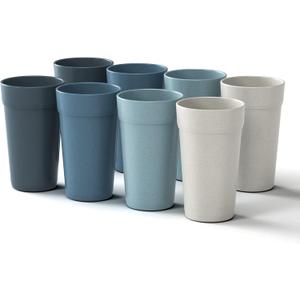 Homestockplus 20 Oz Tumbler Cups,Unbreakable Drinking Cups Microwave and Dishwasher Safe BPA Free E-Co Friendly Reusable Cup For Smoothies,Water,Wine,Alcohol Etc. DrinksSet of 8