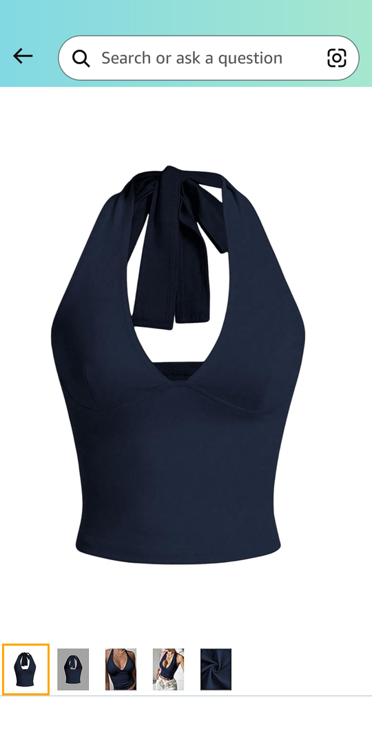 SOLY HUX Women's Halter Tops V Neck Tie Backless Summer Crop Tank Top, S