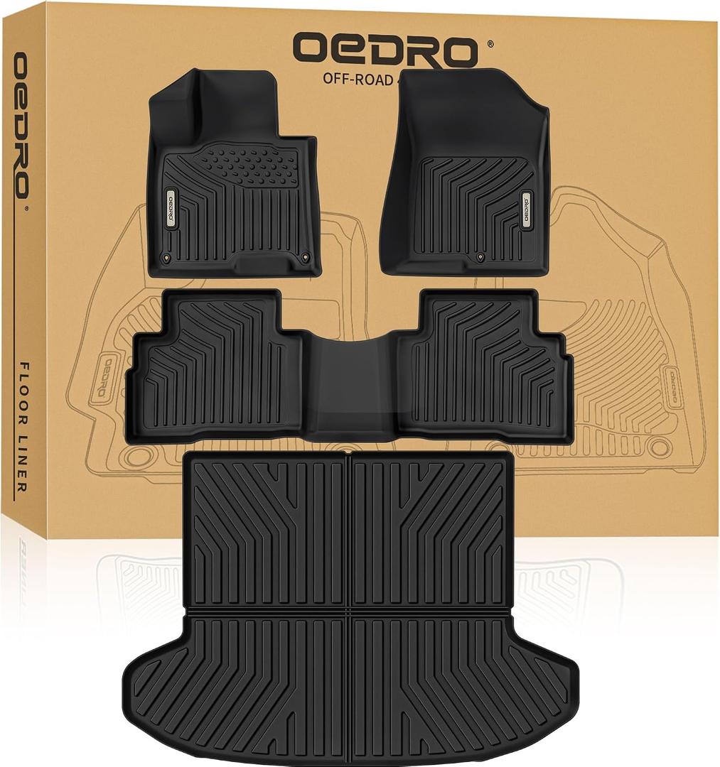 OEDRO Floor Mats Fit for 20232026 Kia Sportage Hybrid (Not for PHEV), All Weather TPE Car Liners Custom Fit Sportage Hybrid EX, S, LX, SX, X-Line Accessories, 1st and 2nd Row with Cargo Liner