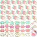Yilloog 156 Pcs Glitter Self Adhesive Letters Chenille Clothing Patches Embroidered Repair Fuzzy Patches Alphabet Gold Trimmed Preppy Clothing Badges Sewing Appliques (Pastel Classic)