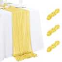 3 Pack Light Yellow Table Runner 17x108 Inch Cheesecloth Table Runner Boho Gauze Table Runners Romantic Rustic Fabric Cheese Cloth Table Runners for Wedding Party Baby Shower Birthday Home Decor