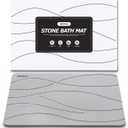 Stone Bath Mat Non-Slip Super Absorbent, Quick Drying, Multi-Purpose Large Bathroom Rugs in Front of Bathtubs and Sinks, Natural Diatomaceous Earth Shower Mat Easy to Clean(15.3x23.6, Grey)