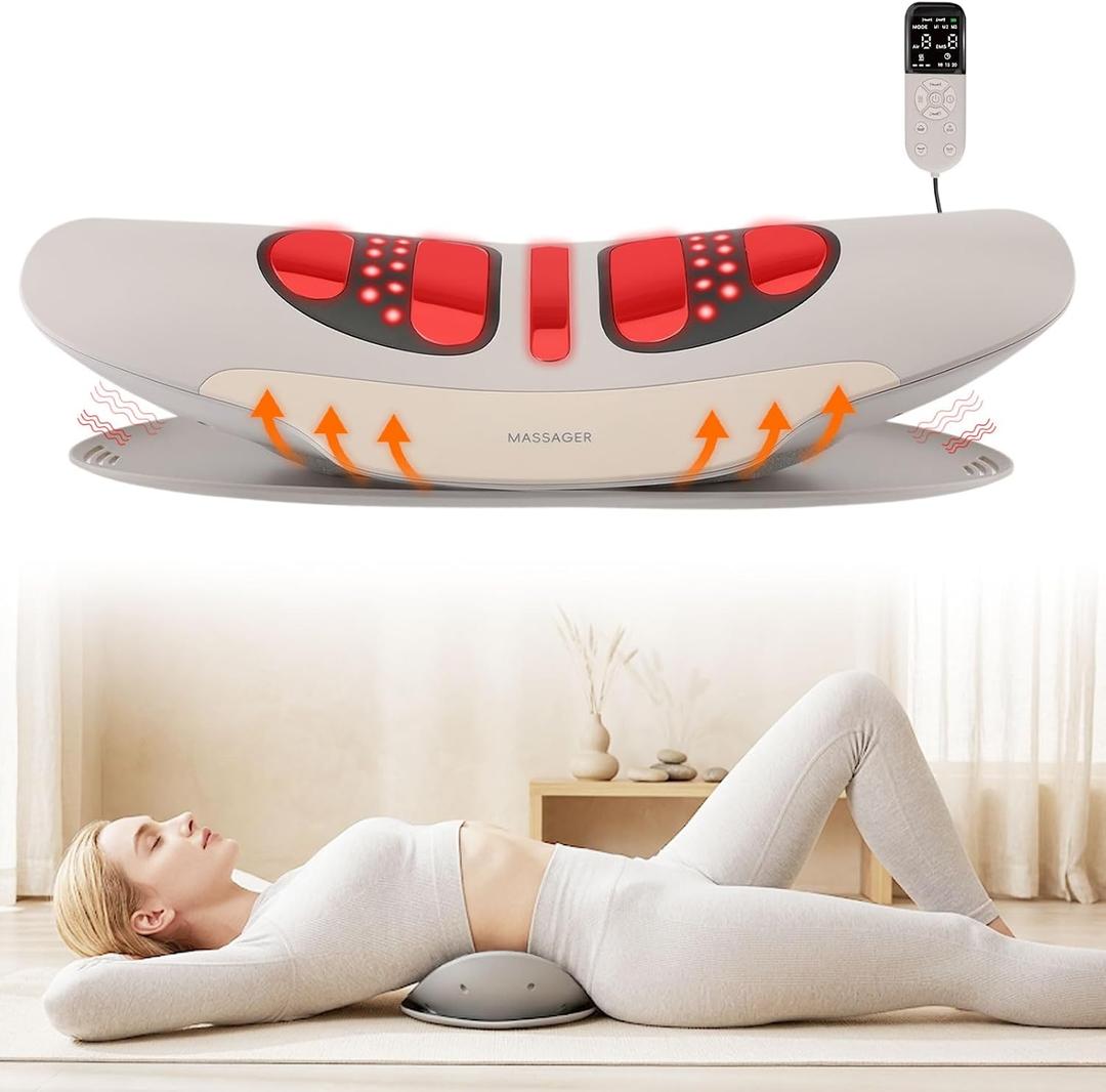 Smart Lower Back Massager for Lower Back Pain Relief, Cordless Battery-Powered, Back Traction Device with 3 Modes Dynamic Traction, High-Temp Thermotherapy & Manual Adjustment