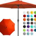 JEAREY 9FT Outdoor Patio Umbrella Outdoor Table Umbrella with Push Button Tilt and Crank, Market Umbrella 8 Sturdy Ribs UV Protection Waterproof for Garden, Deck, Backyard, Pool (Orange)