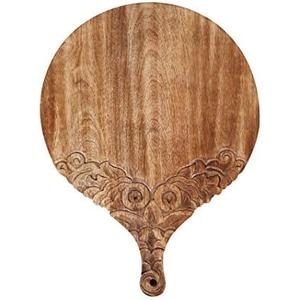 VERSAINSECT nd carved round Chopping & Serving Tray for kitchen, dining table and outdoor SIZE 17x12.5x0.95 inch, Antique Brown-gsadv3