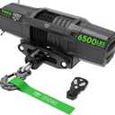 TYT 6500 lb UTV Winch with Wireless Remote and Wired Switch，12 Volt DC Electric Trailer Winch,1/4" x 50FT Synthetic Rope Winch with Rubber Stopper and Mounting Plate