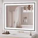 LOAAO 40"X32" LED Bathroom Mirror Black Framed, Anti-Fog, Dimmable, Lighted Bathroom Vanity Mirror for Wall, Memory Function, Tempered Glass