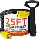huanchain 3 Prong 30 Amp Generator Cord 25 Feet Heavy Duty,NEMA L5-30P/L5-30R 10 Gauge 125V SJTW Yellow Lock Generator Extension Cord Waterproof, ETL Listed