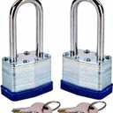 SEPOX 2PCS Heavy Duty Padlock Keyed Alike, 2-3/8" Extra Long Shackle, 40MM 1-9/16" Laminated Steel Lock Body, Ideal for Gym Locker, Sheds, Gate, Warehouse, Tool Box, Hasp (4 Keys Same)