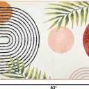 RoomTalks Mid Century Modern Washable Rug, Boho Cute Aesthetic 5x7 Area Rugs for Bedroom Dining Living Room Kitchen, Abstract Tropical Leaves Non Slip Thin Indoor Entryway Rug Accent Floor Carpet