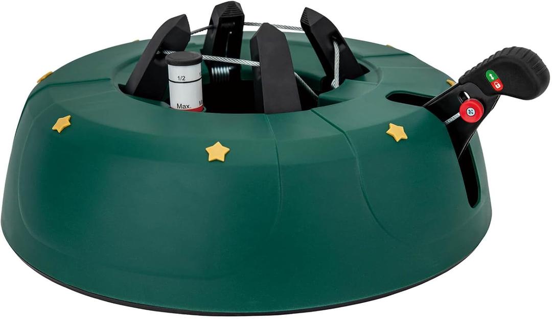Christmas Tree Stand with Water Reservoir, Foot Press Easy Setup, Fits up to 8ft Real Tree with 5.1" Diameter, Equipped with Water Level Indicator, No Assembly Needed Green