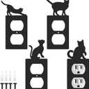 4 Pcs Black Cat Outlet Cover Cute Cat Decorative Switch Outlet Wall Electrical Power Cover Plate Light Bedroom Living Room Bathroom Decor(Classic)