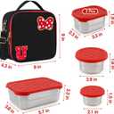 Insulated Lunch Box Set, Bow Mouse Preppy Initial Lunch Bag With Stainless Steel Bento Box, Cooler Snack Food Containers Back To School Gift Girls Teens Kid Women For Picnic Park Work Travel Black U