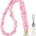 WEESMILE Stretchy Scrunchie Lanyard for ID Badges  Cute Neck Lanyard for Keys | Retractable Keychain Holder for Women (Pink)