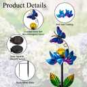 Solar Wind Spinners Outdoor, Butterfly Solar Wind Spinner with Cracked Ball Lights,Garden Spinners for Yard, Garden, Patio, Lawn Decor
