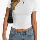 EasyGala Womens Cotton Boat Neck Short Sleeve Shirts Summer Crop Tops Basic Going Out Tee Fashion Y2K Outfits 2026, M