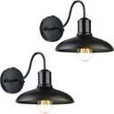 Dusk to Dawn Outdoor Farmhouse Gooseneck Barn Lights, 10 Wall Sconces Exterior Lighting Fixtures, Black Outside Wall Mount Light Fixture, Anti-Rust Waterproof Outdoor Lights for Porch Garage, 2 Pack (With Sensor 2Pack)