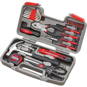 Apollo Tools Original 39 Piece General Household Tool Set in Toolbox Storage Case with Essential Hand Tools for Everyday Home Repairs, DIY and Crafts Red/Black - DT9706 (39-Piece (with Slip Joint Pliers + Scissors))