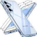 ivoler 3-in-1 Case for Samsung Galaxy S25 5G 6.2" (Not for S25 Plus 6.7") with 2 Pack Tempered Glass Screen Protector[Full Coverage], Slim Phone Bumper Cover -Clear (Not for S25 Plus 6.7") | 3-in-1, 6.2", with 2 Pack, Full Coverage
