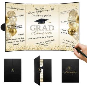 2026 Graduation Guest Book Black, Class of 2026 Congrats Grad Guestbook for High School & College Graduation Party, Keepsake Sign-in Book