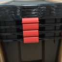 IRIS USA WeatherPro 74 Qt Storage Bins with Lids, 4 Pack, BPA-Free Plastic Gasket Box with Tight Latch and Seal, Stackable Nestable Tote Tub - Black/Red