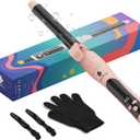 MiroPure Automatic Curling Iron, 1 Inch Ionic Hair Curler, Self Rotating Curling Wand with Longer Barrel for Waves and Curls, Unique Button to Enable/Distable Rotation, Get Rid of Accidentally Hit (Pink)