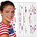 5 x 12PCS 250th Anniversary Usa Patriotic Red White and Blue Glitter Freckles Face Tattoo Makeup Patches-4th of July Outfits USA Independence Day Stars Freckles Arm Tattoos For Woman Kid.