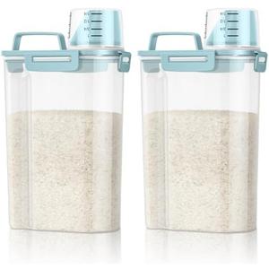 Amazon.com: TBMax Rice Container Cereal Storage Container 2 Pack 5 Lbs, Plastic Kitchen Pantry Food Storage Container with Cup, Small Pet Dog Cat Food Dispenser -Blue : Pet Supplies