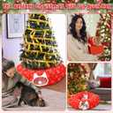 Soulchen Christmas Tree Cat Tunnel Bed 2.62ft x 2.62ft x 10.24inchs Christmas Trees Skirt for Cats Toy Circle Tunnel Xmas Green Red Pet Donut Toys with Washable Cushion for Kitten Felines