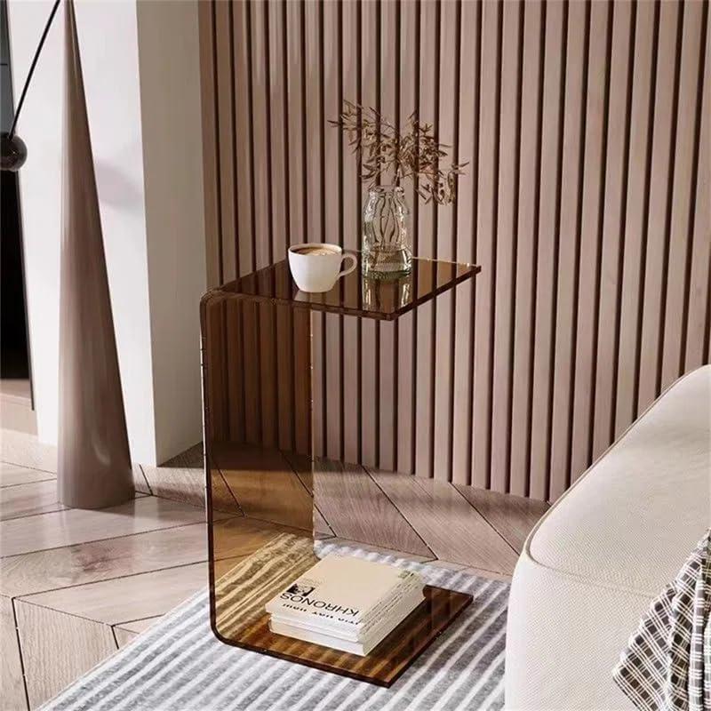 Acrylic End Table,C Shaped End Table, Acrylic Sofa Side Table, Bedside Table for Bedroom Small Simple Modern Coffee Table Suitable for Living Room, 25.59" x 11.81" x 11.81"