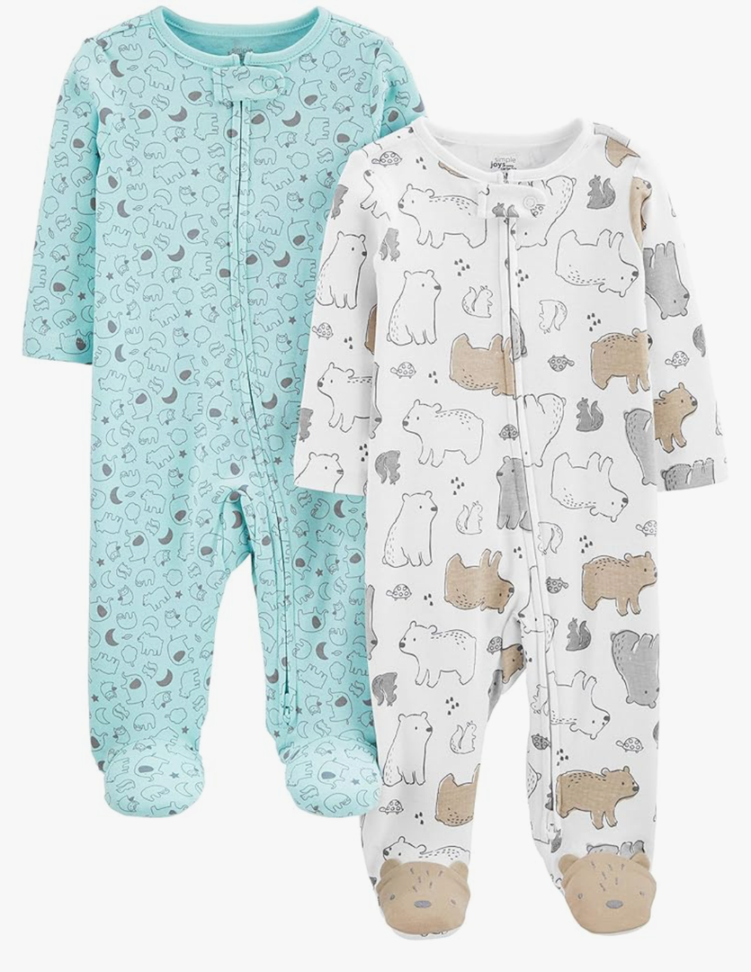 Simple Joys by Carter's Baby Neutral 2-Pack Cotton Footed Sleep and Play 0M