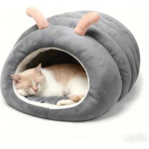 Indoor Cat Bed - Cat Cave Bed, Warm and Soft Plush, Cat Hideout, Cartoon Caterpillar Design, Thickened and Insulating, Foldable for Easy Storage, Suitable for Cats, 7Kg/15.4 Lbs