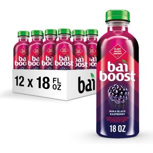 Bai Boost Buka Black Raspberry, Antioxidant Infused Beverage, 18 fl oz bottle (Pack of 12) (EXP 03/17/26)