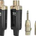 Wireless XLR Microphone Transmitter & Receiver, UHF Wireless Mic System, 16 Channels XLR Mic Adapter for Dynamic Microphone, Audio Mixer, Electric Guitar Bass, 48V Phantom Power, 250ft Range