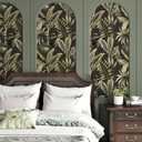 WESTICK Black Green Peel and Stick Wallpaper Floral Contact Paper for Walls Vintage Botanical Wallpaper for Bathroom Bedroom Living Room Accent Wall Removable Tropical Wallpapers Roll 17.5"x100"