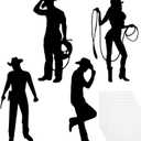Boao 16 Pieces Cowboy Silhouettes Cowboy Cutouts Western Theme Party Decorations Photo Booth for Wild West Theme Birthday Baby Shower Cowboy Party Retro Parties Supplies